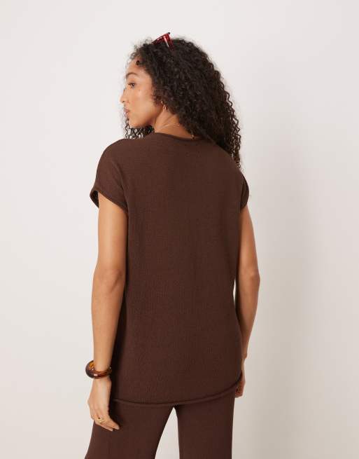 ASOS DESIGN knit slub t-shirt in chocolate - part of a set, 4 of 4