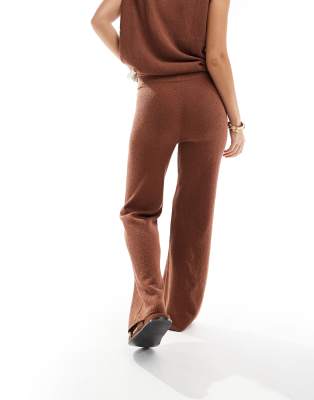 ASOS DESIGN KNIT SLUB WIDE LEG PANTS 