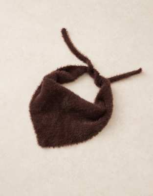 Asos Design Knit Small Fluffy Tie Triangle In Black