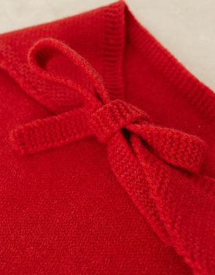 Asos Design Knit Small Fluffy Tie Triangle In Red