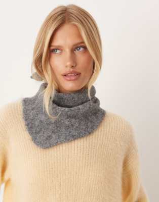 Asos Design Knit Small Triangle Scarf In Gray