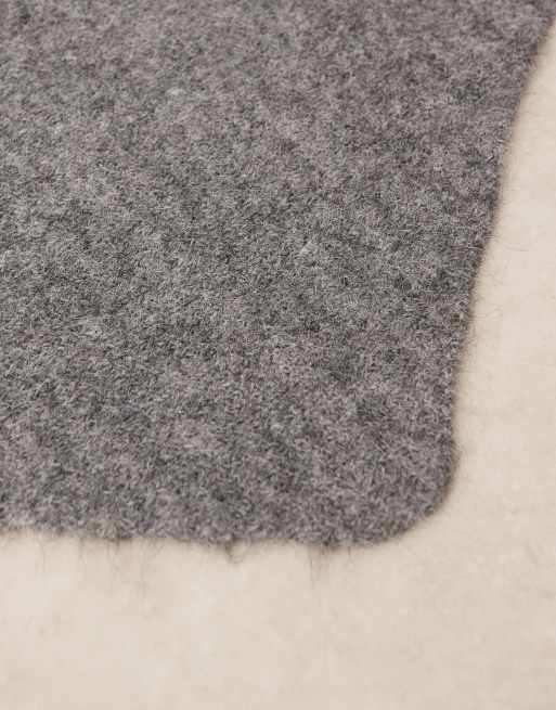 ASOS DESIGN knit small triangle scarf in charcoal gray