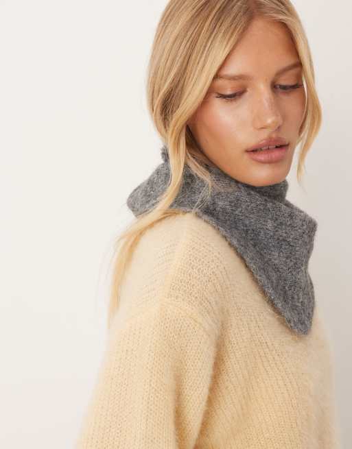 ASOS DESIGN knit small triangle scarf in charcoal gray