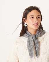 ASOS DESIGN slinky plunge long sleeve top with scarf detail in black