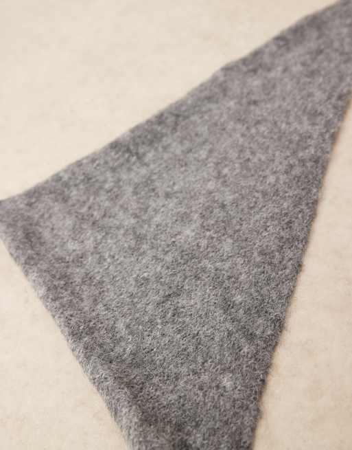 ASOS DESIGN knit small triangle scarf in gray