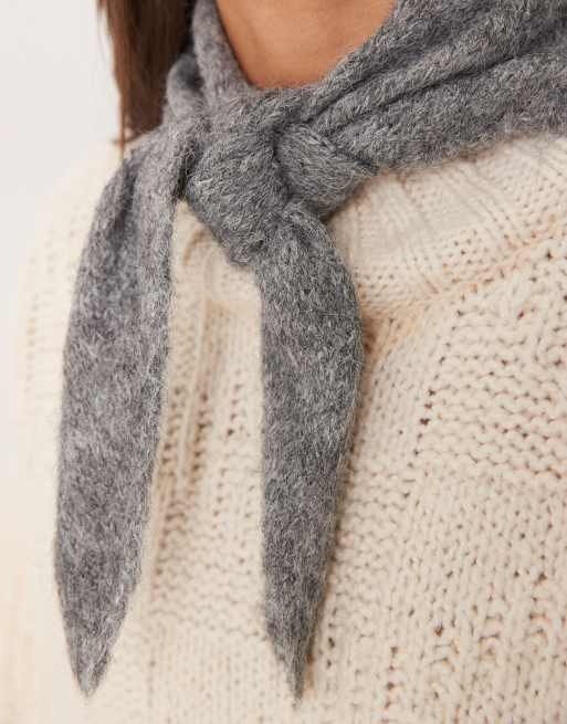 ASOS DESIGN knit small triangle scarf in gray