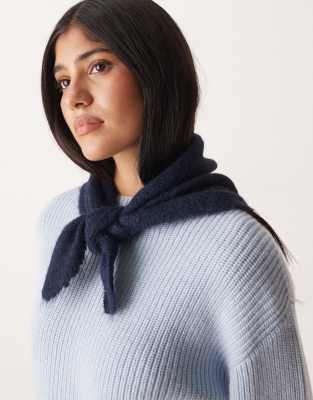 Asos Design Knit Small Triangle Scarf In Blue