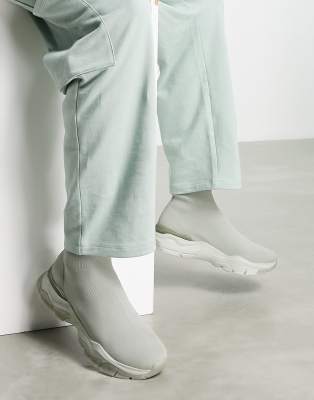 Asos Design Knit Sock Sneakers In Mint Green With Chunky Sole