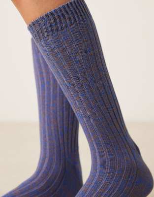 Asos Design Knit Socks In Blue