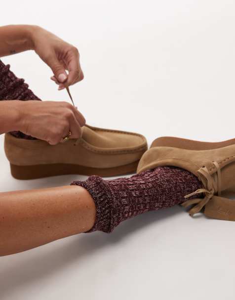 ASOS DESIGN knit socks in mixed burgundy and pink yarns - view 1