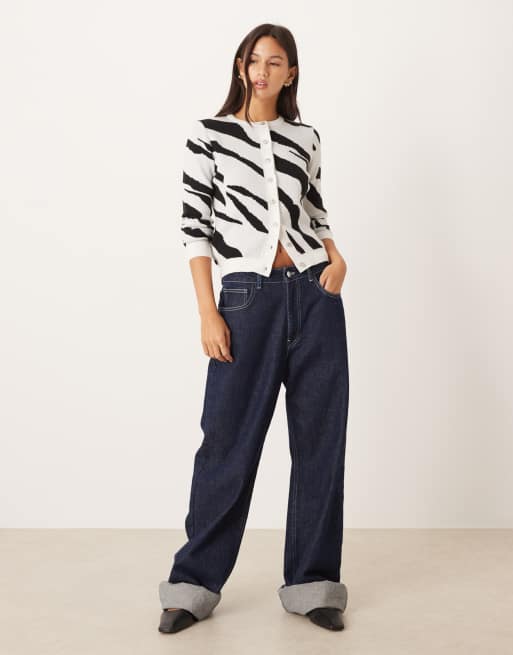 ASOS DESIGN knit soft touch cardigan in zebra print, 2 of 4