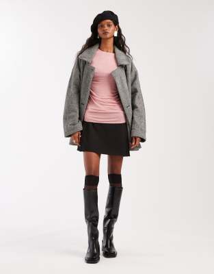 Asos Design Knit Soft Touch Ruched Side Top In Pink