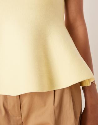 Asos Design Knit Structured Hem Longline Bandeau Top In Yellow