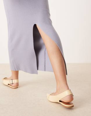 Asos Design Knit Structured Midaxi Skirt In Blue