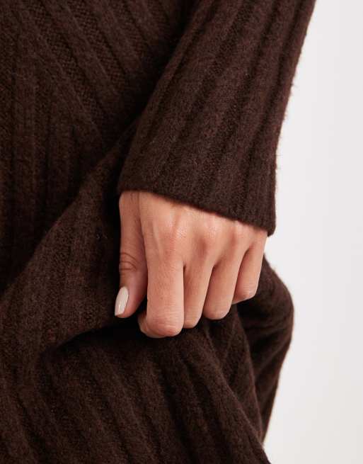 ASOS DESIGN knit structured mini dress in chocolate