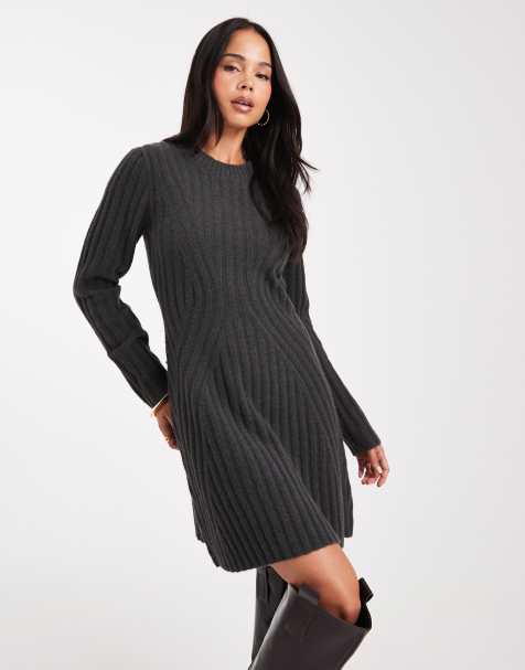 ASOS DESIGN knit structured mini dress in gray - view 1