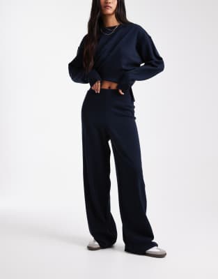 Asos Design Knit Structured Pants In Blue