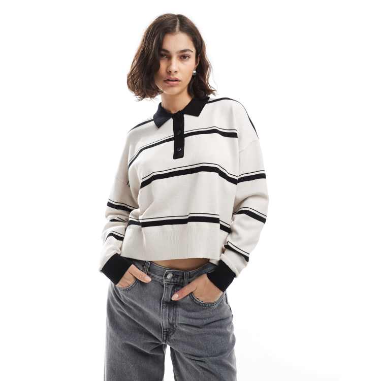 ASOS DESIGN knit structured rugby top in stripe | ASOS