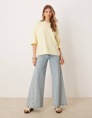 Asos Design Knit Structured T-shirt In Yellow