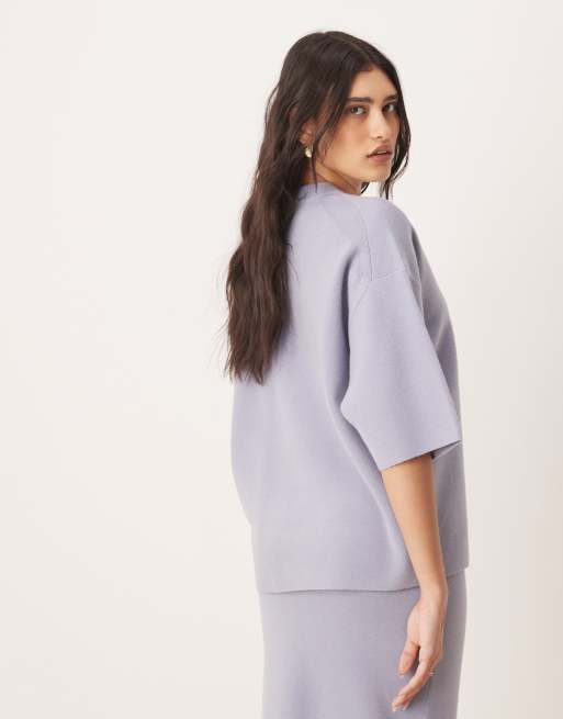 ASOS DESIGN knit structured T-shirt in pale blue