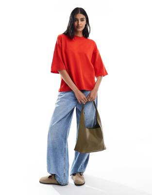 Asos Design Knit Structured T-shirt In Red