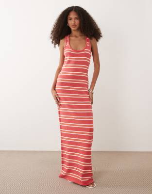 Asos Design Knit Summer Maxi Dress In Red