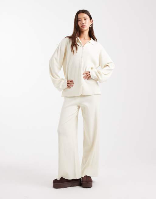 ASOS DESIGN knit super soft lounge cardigan in ecru - part of a set, 2 of 4