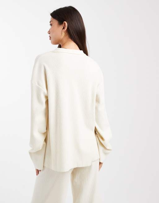 ASOS DESIGN knit super soft lounge cardigan in ecru - part of a set, 4 of 4