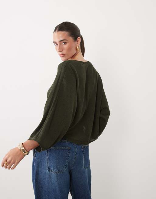 ASOS DESIGN knit sweater in Khaki, 4 of 4