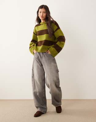 Asos Design Knit Sweater In Brown