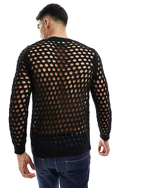 Check styling ideas for「3D Knit Mesh Long-Sleeve Crew Neck