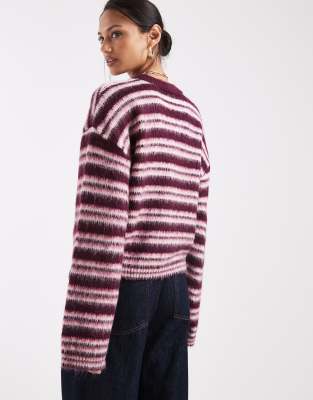 Asos Design Knit Sweater In Burgundy