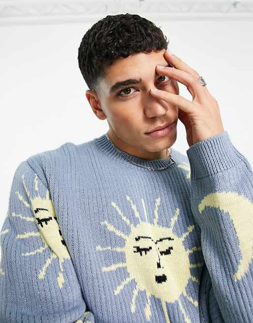 ASOS DESIGN knit sweater with sunshine and cloud design in ASOS DESIGN knit sweater with sunshine and cloud design in