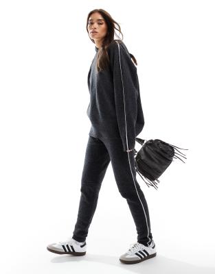 Asos Design Knit Sweatpants In Charcoal - Part Of A Set-gray