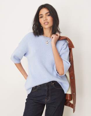 Asos Design Knit T-shirt In Blue