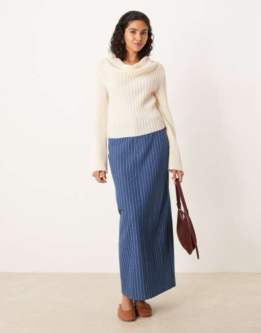 ASOS DESIGN knit tank sweater with draped neckline in ecru, 3 of 4
