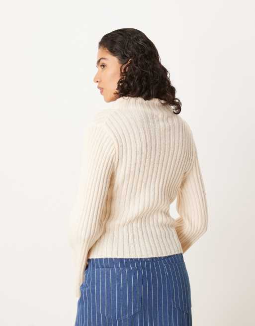 ASOS DESIGN knit tank sweater with draped neckline in ecru, 4 of 4