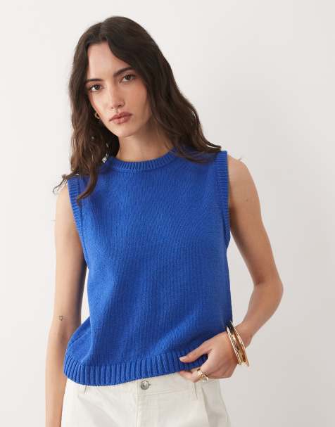 ASOS DESIGN knit tank top in cobalt blue - view 1
