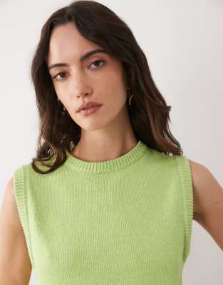 Asos Design Knit Tank Top In Green