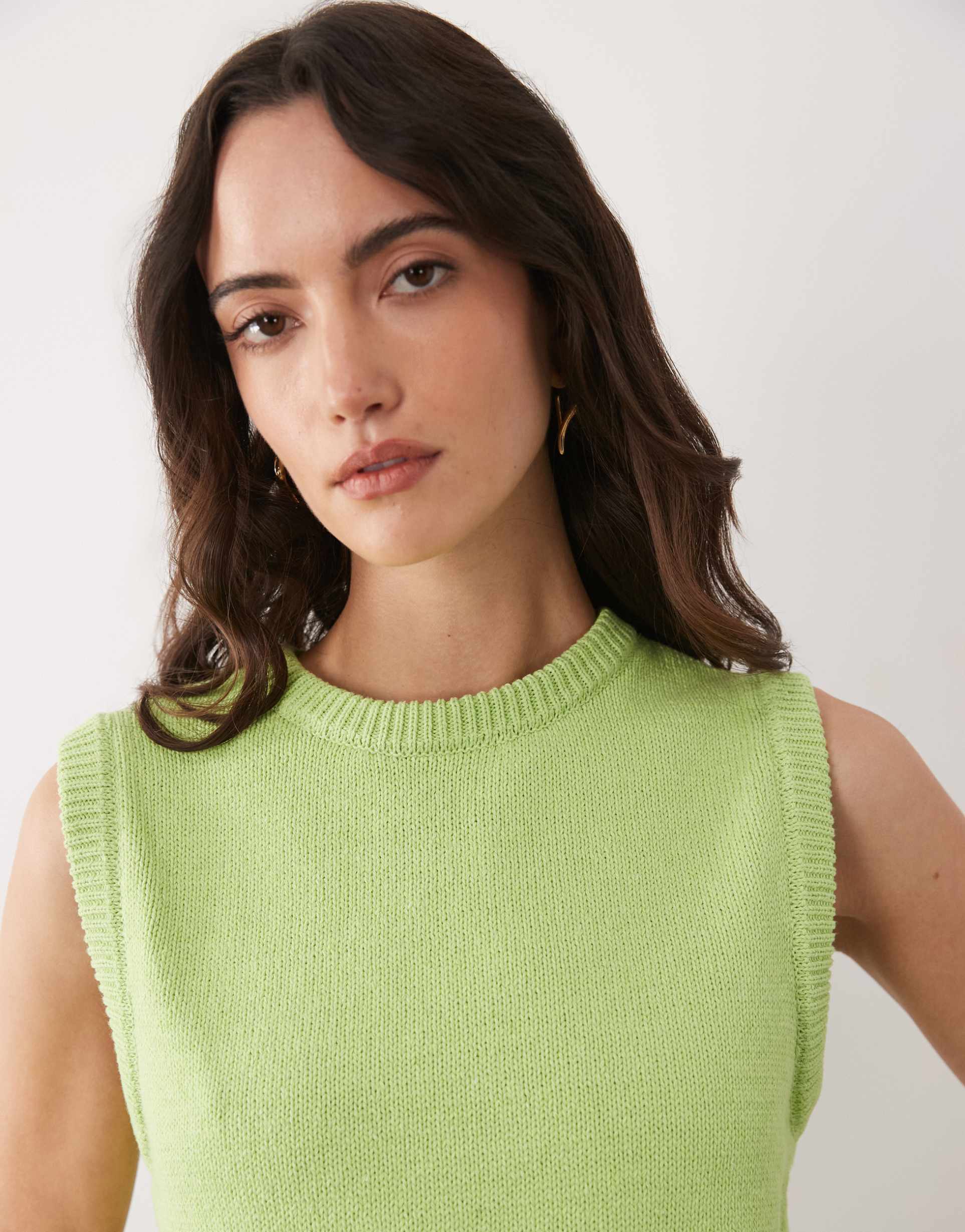 asos design knit tank top in green