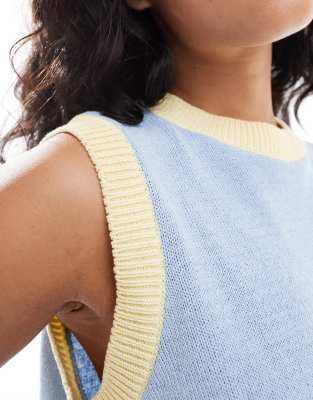 ASOS DESIGN knit tank top with contrast colour ribs