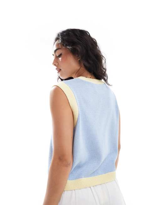 ASOS DESIGN knit tank top with contrast colour ribs