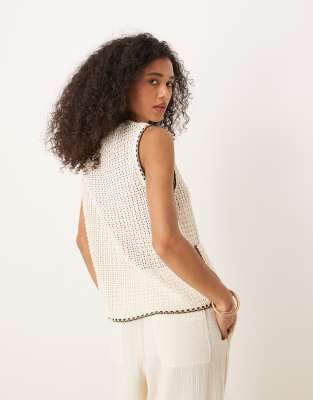 ASOS DESIGN KNIT TANK WITH PATCH POCKETS AND BLANKET STITCH 