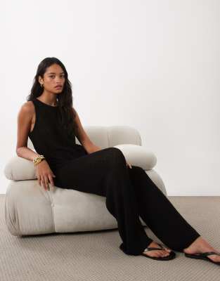 Asos Design Knit Tape Pants In Black