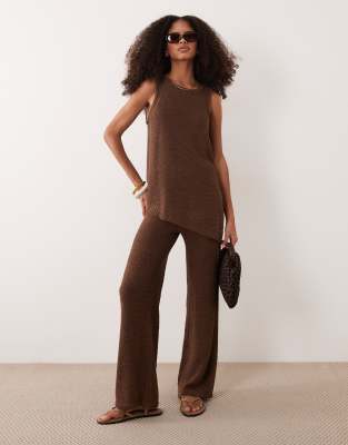 Asos Design Knit Tape Trim A-line Cami Top In Brown
