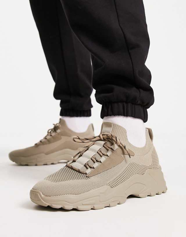 ASOS DESIGN knit tech sneakers in stone