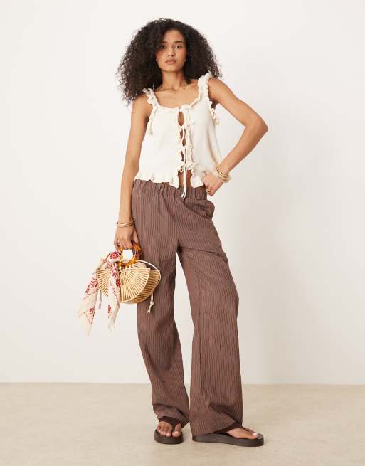 ASOS DESIGN knit tie front top in ecru, 4 of 4