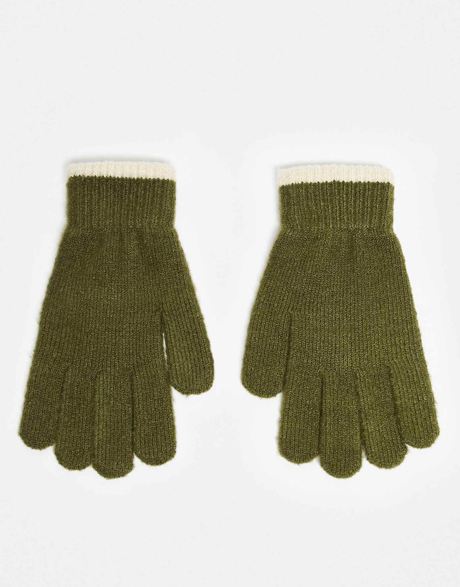 Дизайнерские вязаные перчатки ASOS с наконечниками зеленого цвета хаки