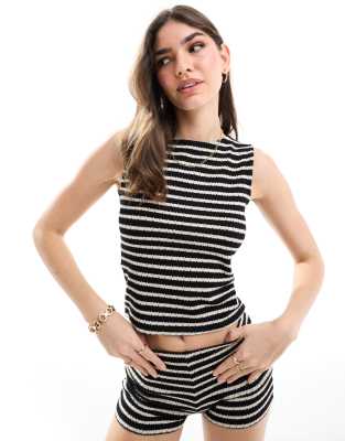 ASOS DESIGN knit top in beige stripe - part of a set