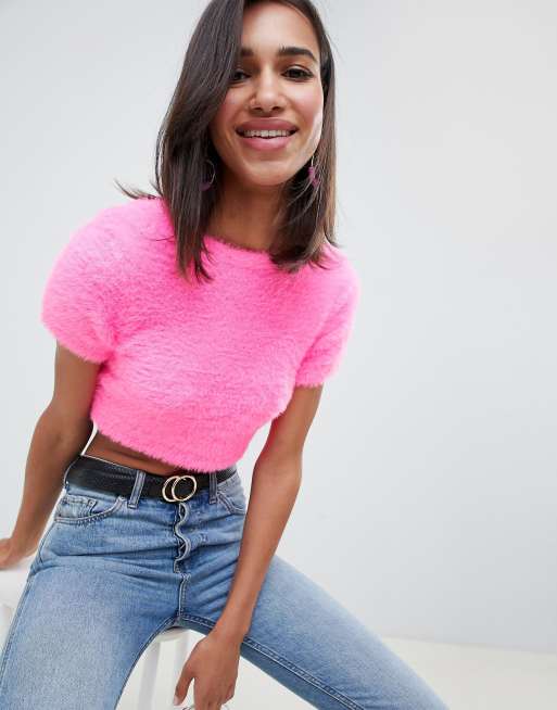 ASOS DESIGN knit top in fluffy yarn